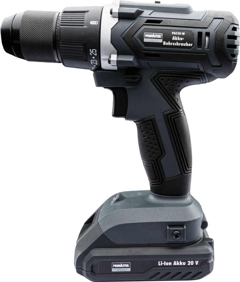 Primaster Pro AkkuBohrschrauber PAS20W 20 V mit 2 Akkus und Ladegerät