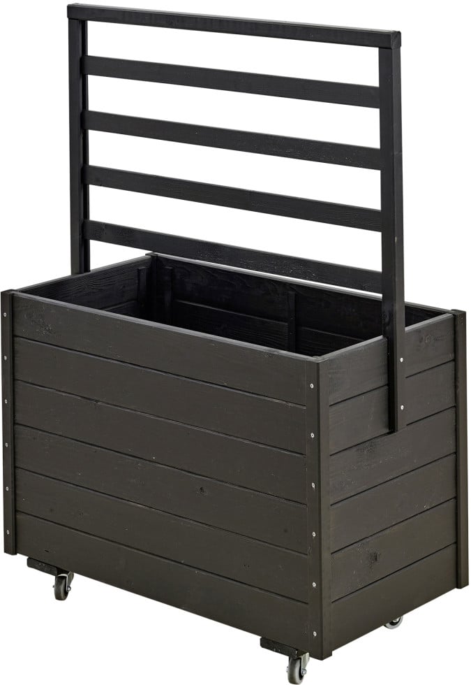 Plus Pflanzkasten mit Spalier und Räder RAL 9005 Schwarz