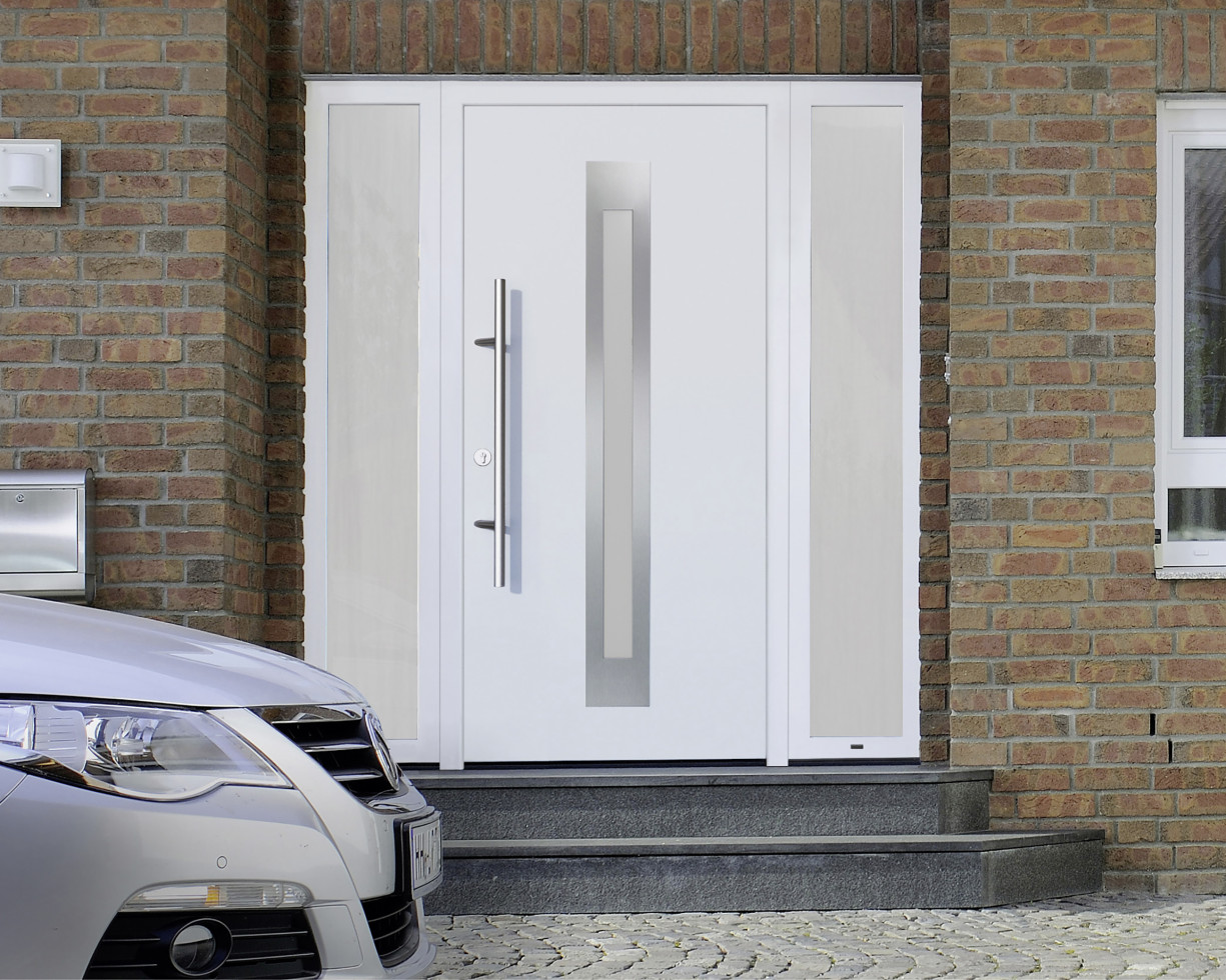 EcoStar Haustür ISOPRO Secur IPS 770S RC2 verkehrsweiß DIN links 110 x ...