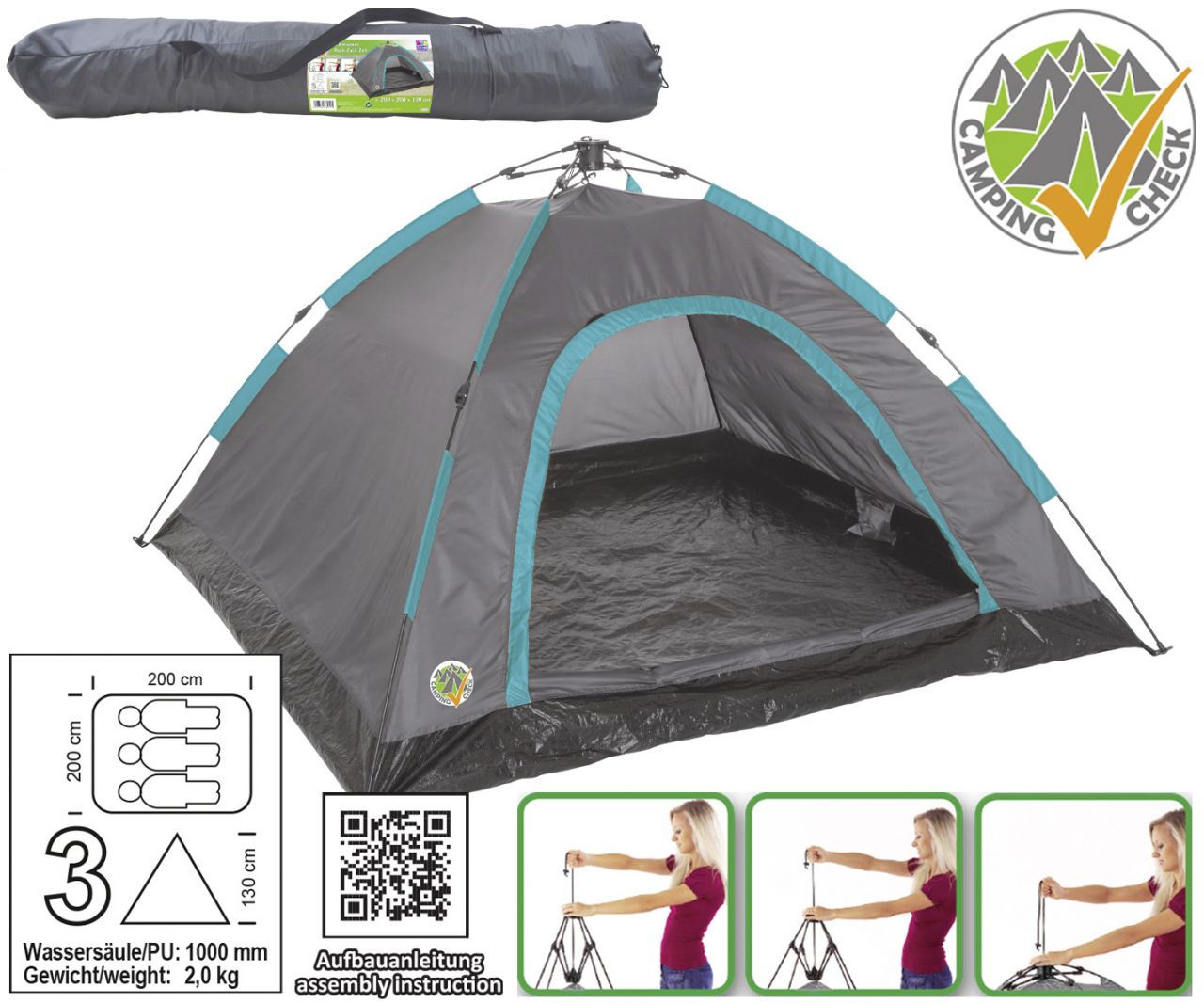 Happy People Zelt Ruck-Zuck 3 Personen