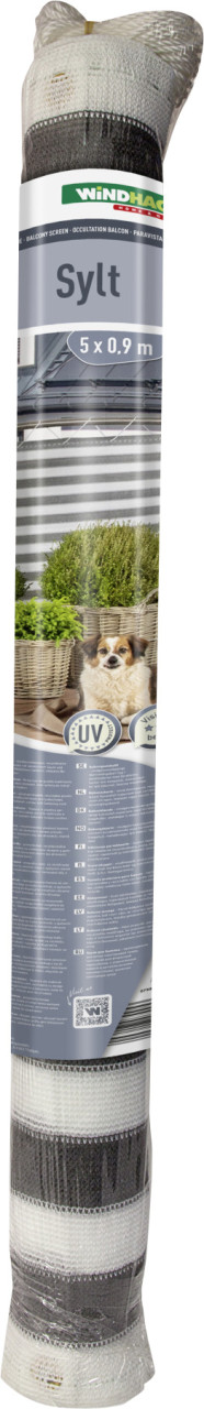 Windhager Balkonsichtschutz Sylt 0,9 x 5 m grau/weiß