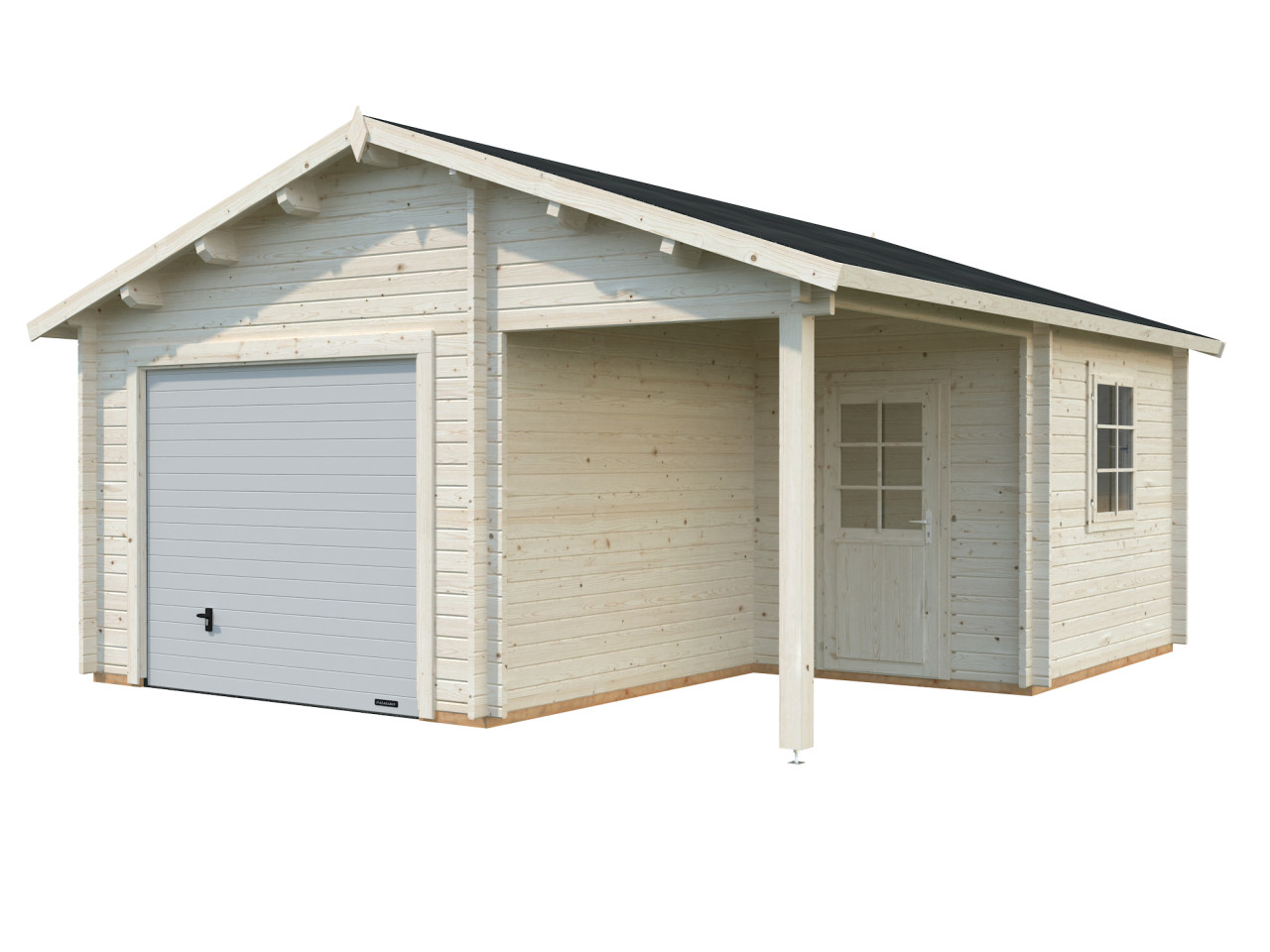 Palmako Fertiggarage Roger 510 x 550 cm mit Sektionaltor naturbelassen