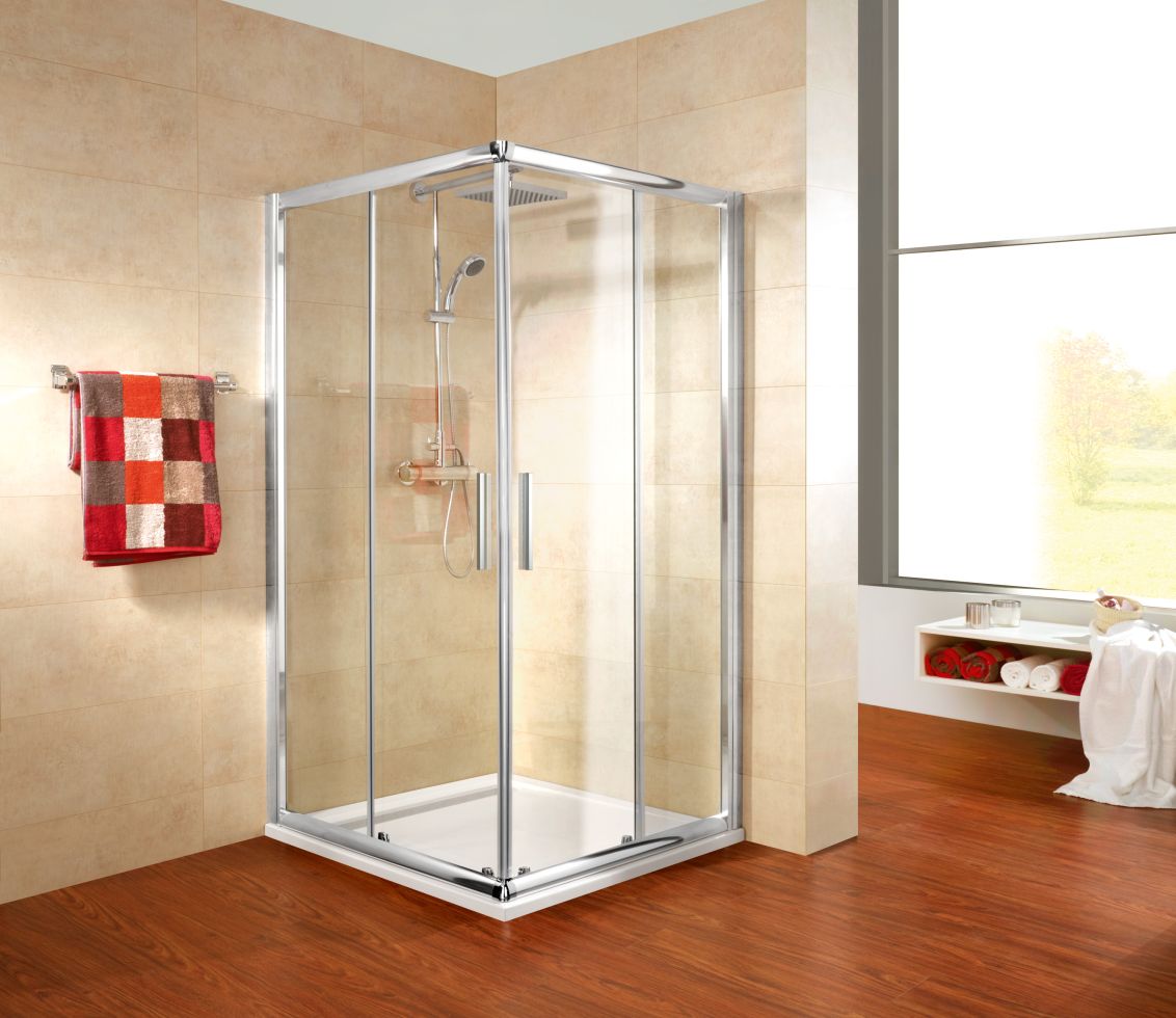 Duschkabine 90x90x185cm - Eckeinstieg Mit Schiebetür Aus Sicherheitsglas