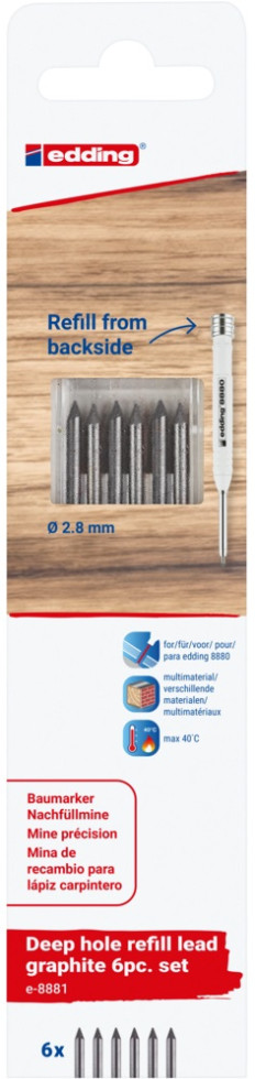 edding 8881 Nachfüllminen Tieflochmarker 15,8 cm grau-gelb-rot sortiert