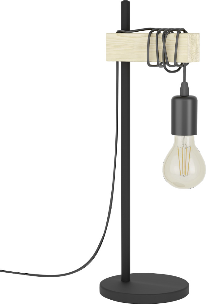 Eglo Tischleuchte Townshend schwarz natur 50 x 17,5 x 15,5 cm