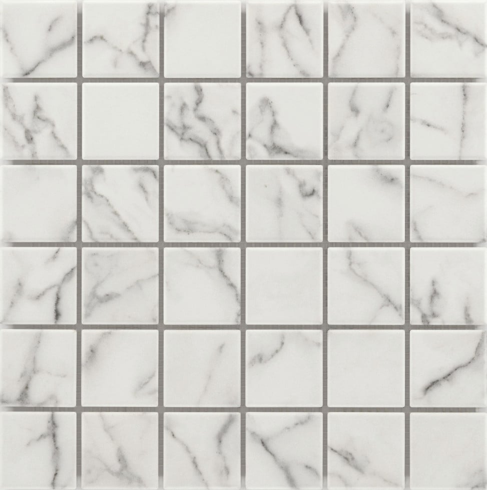 Mosaikfliese 29,7 x 29,7 cm marmorweiß Steinmaß: 4,7 x 4,7 cm rutschhemmend
