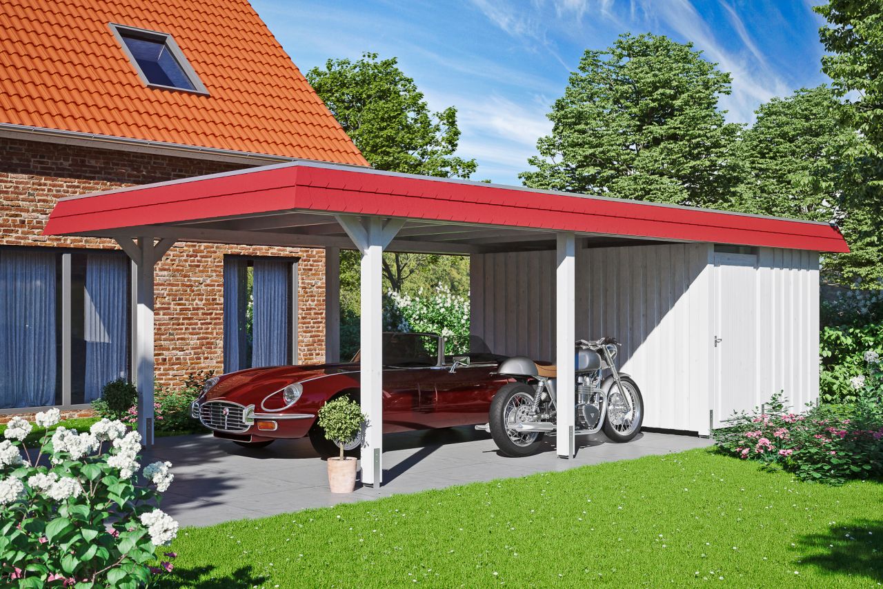 SkanHolz SKAN HOLZ Carport Wendland mit Abstellraum 409 x 870 cm mit Aluminiumdach GLO784205332