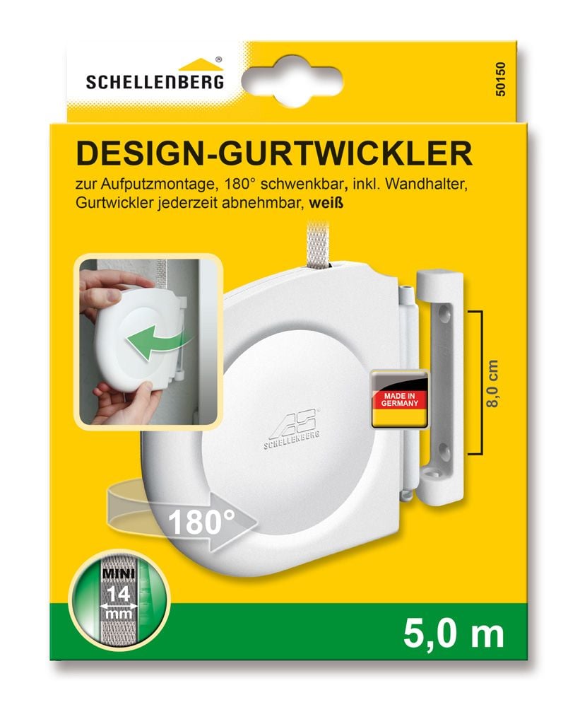 Schellenberg Design Aufschraubwickler Gurtwickler Mini weiss mit Rollladengurt - Bild 3 von 3