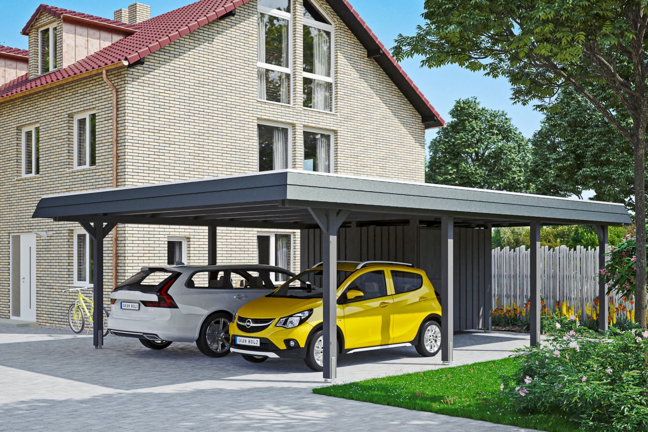 SkanHolz SKAN HOLZ Carport Wendland mit Abstellraum 630 x 879 cm mit Aluminiumdach GLO784205263