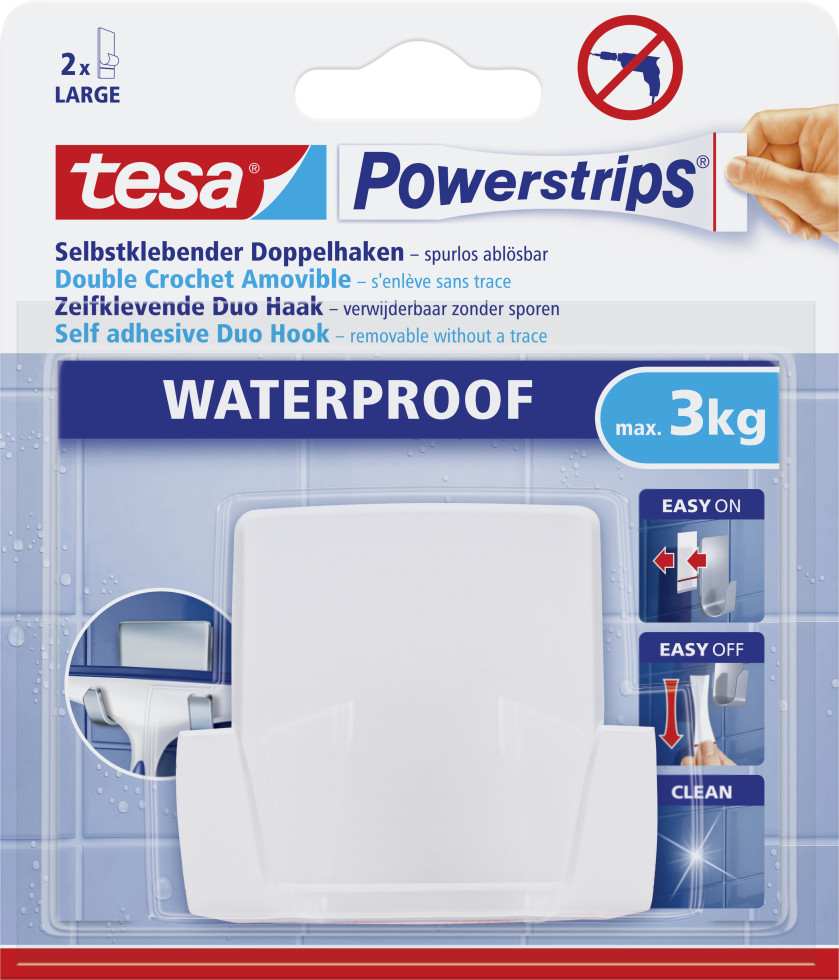tesa Duohaken Powerstrip chrom, waterproof