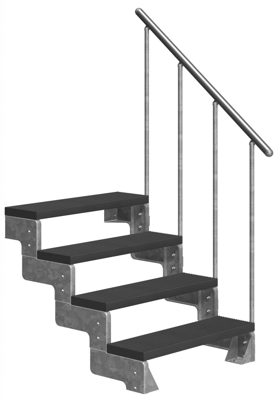 Dolle Außentreppe Gardentop 4 Stufen mit Geländer, Breite 100 cm, Trimax, anthrazit GLO781602567