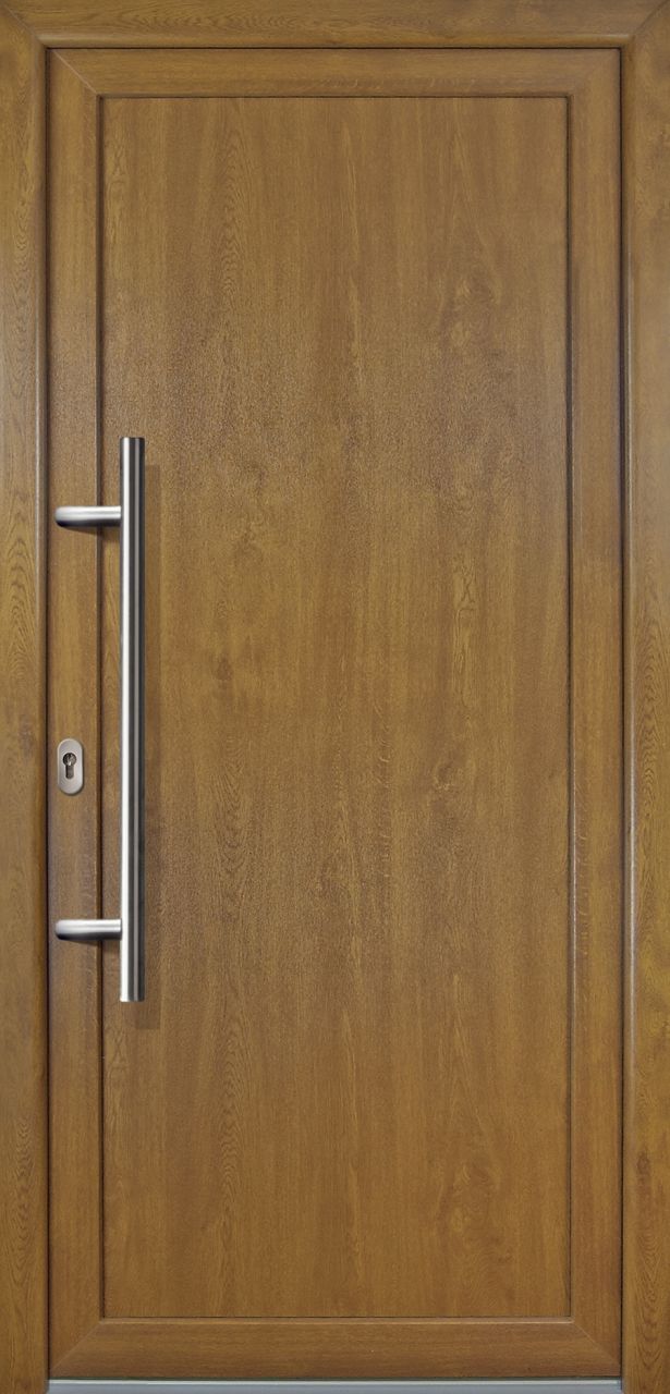 Meeth Haustür Signum PVC Exclusiv PVC Modell 01 108 x 208 cm, DIN links, weiß/golden Oak