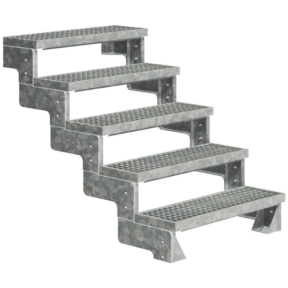 Dolle Außentreppe Gardentop 5 Stufen ohne Geländer Breite 80 cm Gitterrost