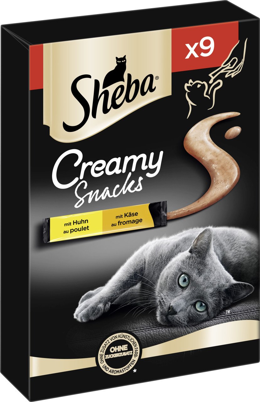 Sheba Creamy Snacks Huhn & Käse Katzensnack 9 x 12g