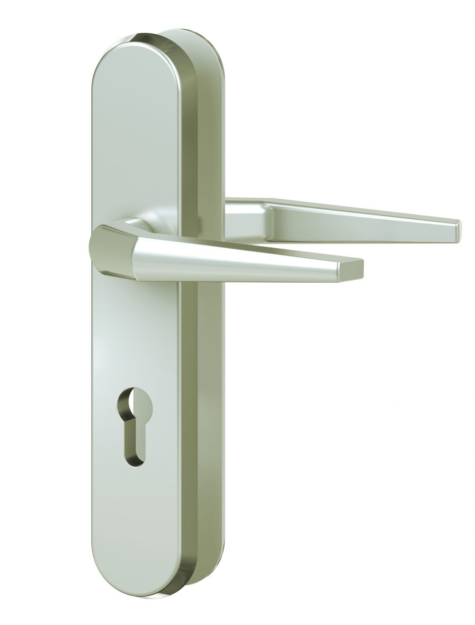 Basi Schutzbeschlag ES0 VMS-PZ Drücker/Drücker Langschild rund F2 silber GLO763145155