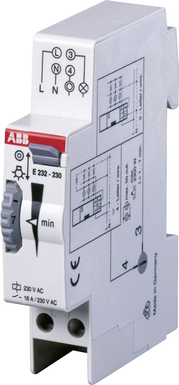 ABB Treppenlicht-Zeitschalter E232-230 1 Schliesser, 16A, 230V AC, 1 TE, 2300 W