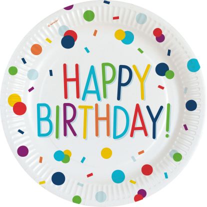 Amscan Happy Birthday Papierteller | 8 Stück, 23 Cm | Pink Mit Glitzer | Für Geburtstagsfeiern & Partys