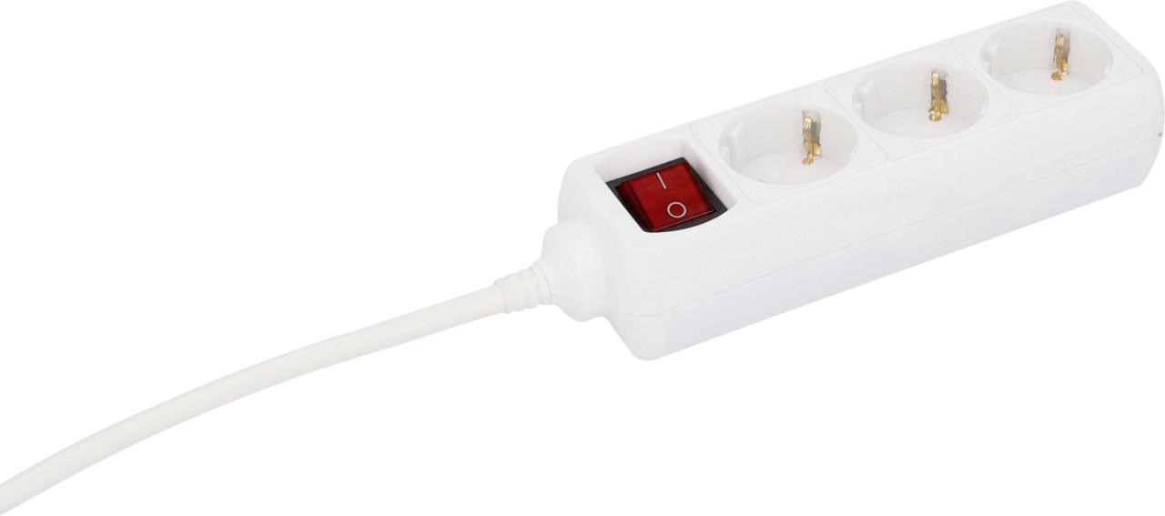 Unitec Steckdosenleiste 3-fach 1,4m mit Berührungsschutz, mit Schalter weiß