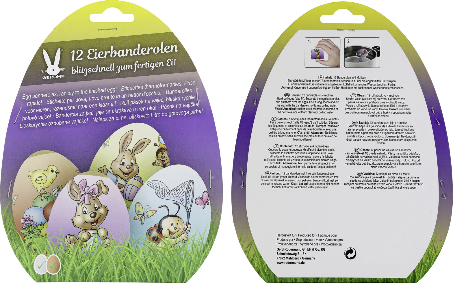 Ostereier-Banderolen bunt mit Ostermotiven 12 Stück