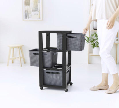 Rotho Schubladenbox Tower 3 x 16 L Brisen mit Rollen anthrazit kaufen ...