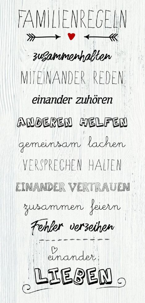 The Wall Deco-Block Bild - Familienregeln 60 x 29 cm GLO769550421