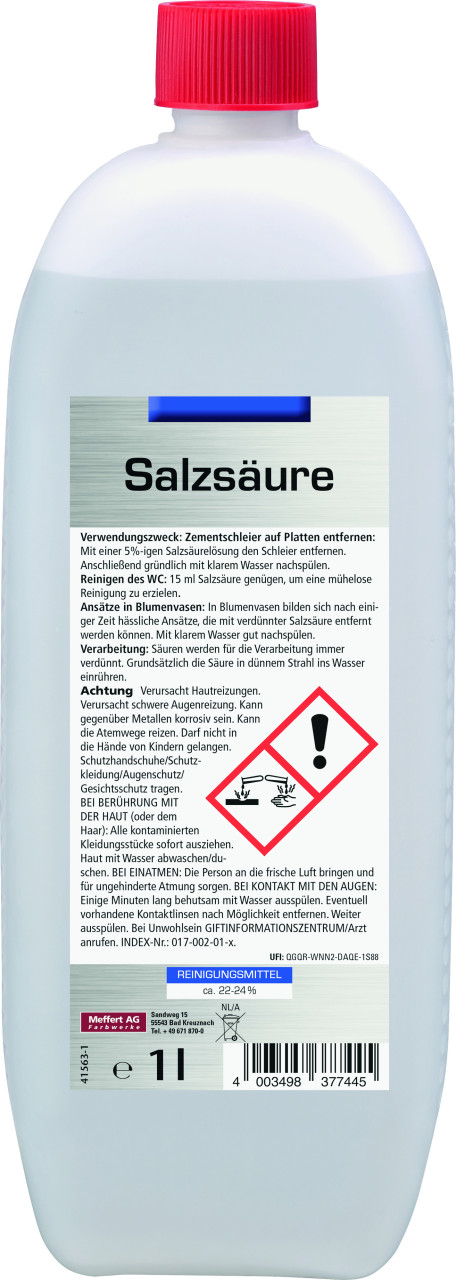 Weitere Salzsäure 22 – 24 % für Reinigungszwecke 1 L GFMa6a1a9264