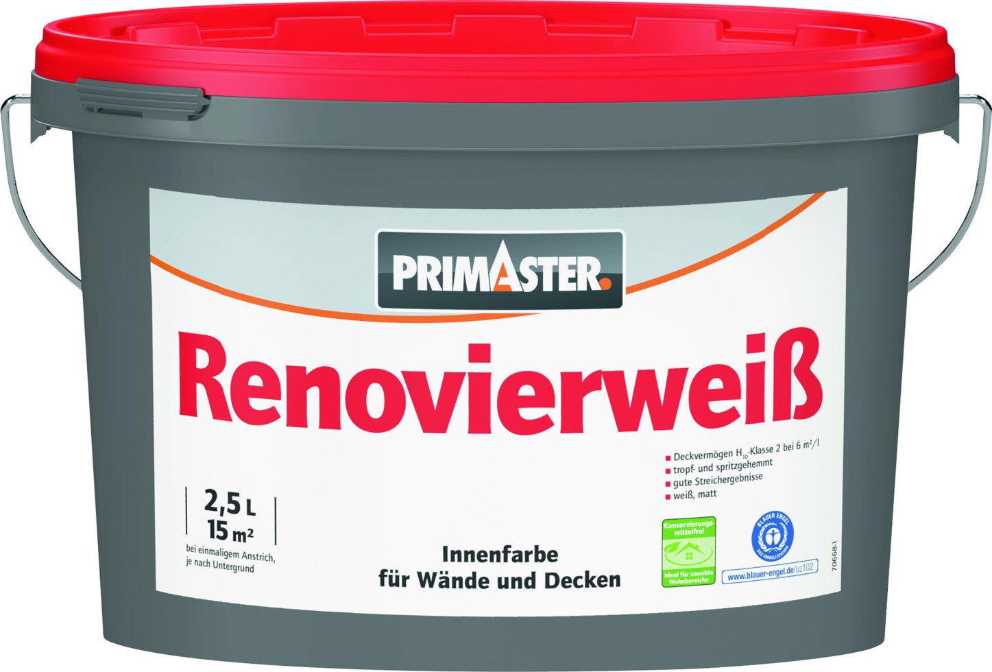 Primaster Wandfarbe Renovierweiß weiß 2,5 L