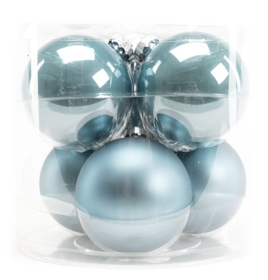 TrendLine Weihnachtskugeln aus Glas Ø 8 cm dämmerungsblau 6 Stück