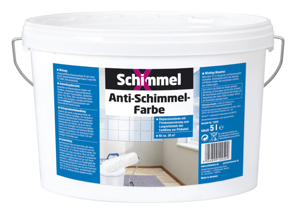 Schimmel X Anti-Schimmel-Farbe 5 L weiß GLO765050015