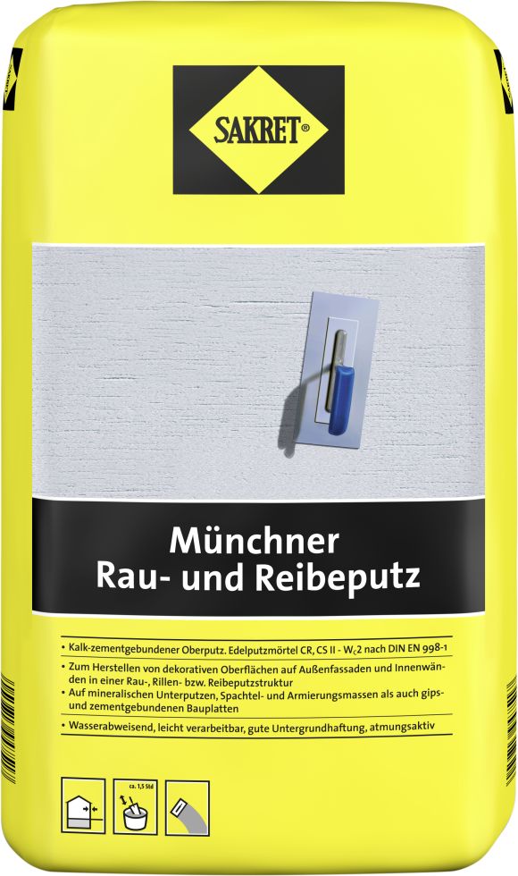 SAKRET Münchner Rau- und Reibeputz 25 kg Sack weiß 2,0 mm GLO779100519