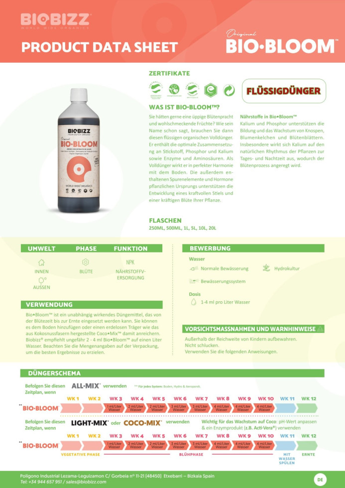 BioBizz Grow Dünger Bio-Bloom 1 L kaufen | Globus Baumarkt