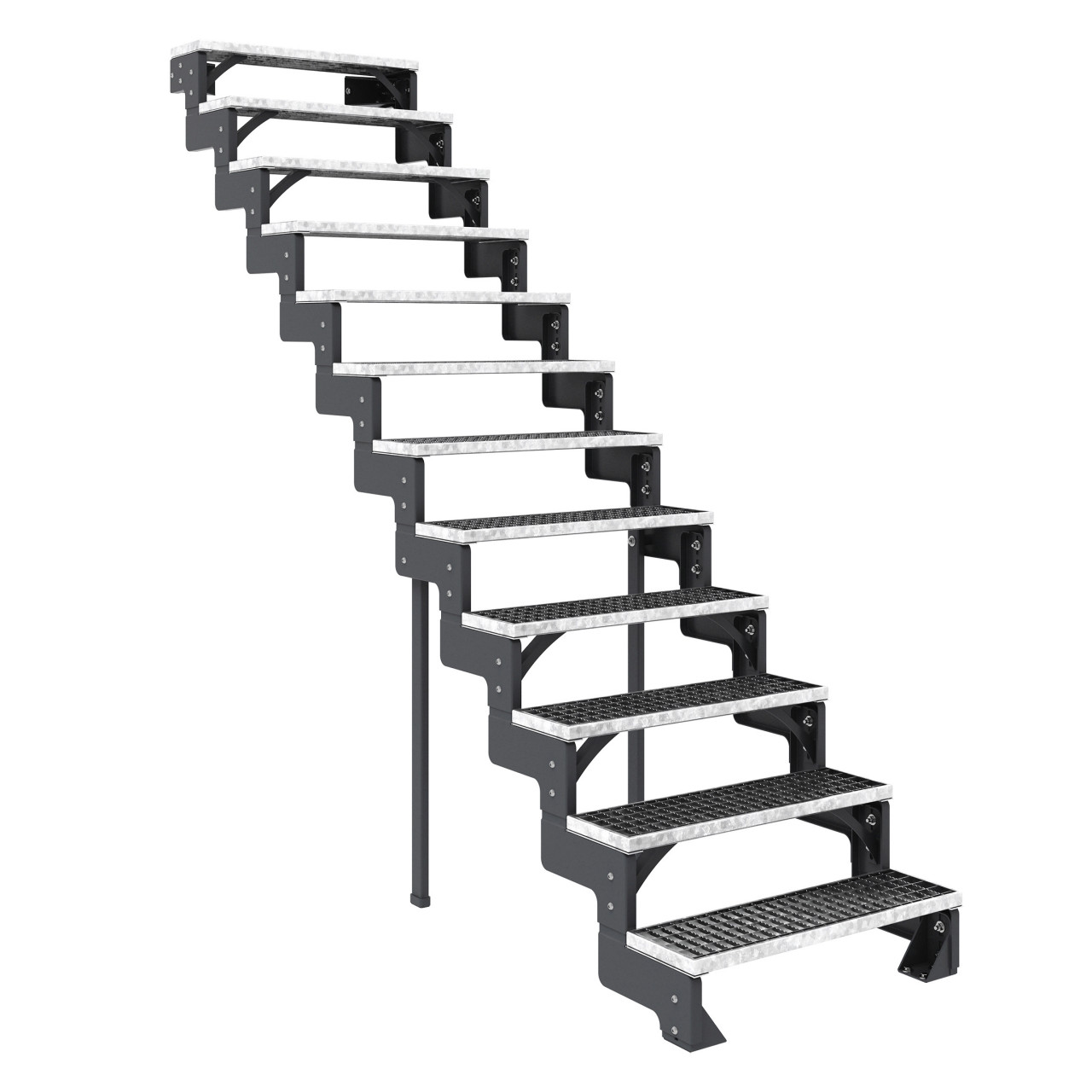 Dolle Außentreppe Gardentop 14 Gitteroststufen 80 cm ohne Geländer anthrazit