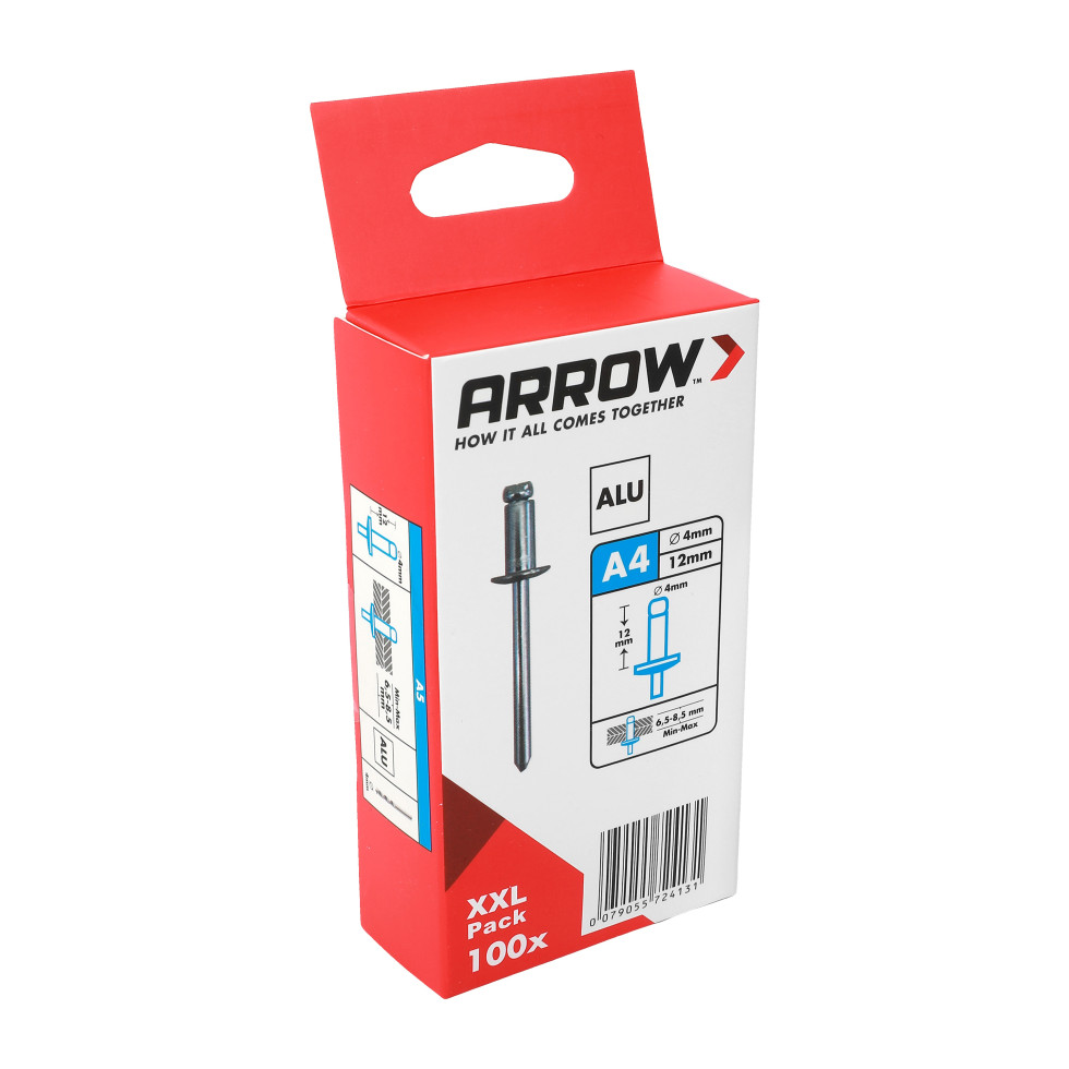 Arrow Blindniete Typ RA Ø 4 x 12 mm Aluminium 100 Stück GFM9fddc58fa
