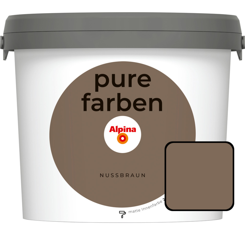 Alpina Pure Farben Wandfarbe nussbraun 2,5 L