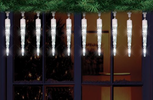 TrendLine LED Eiszapfenlichterkette 50 LED weiß für Innen- und Außenbereich