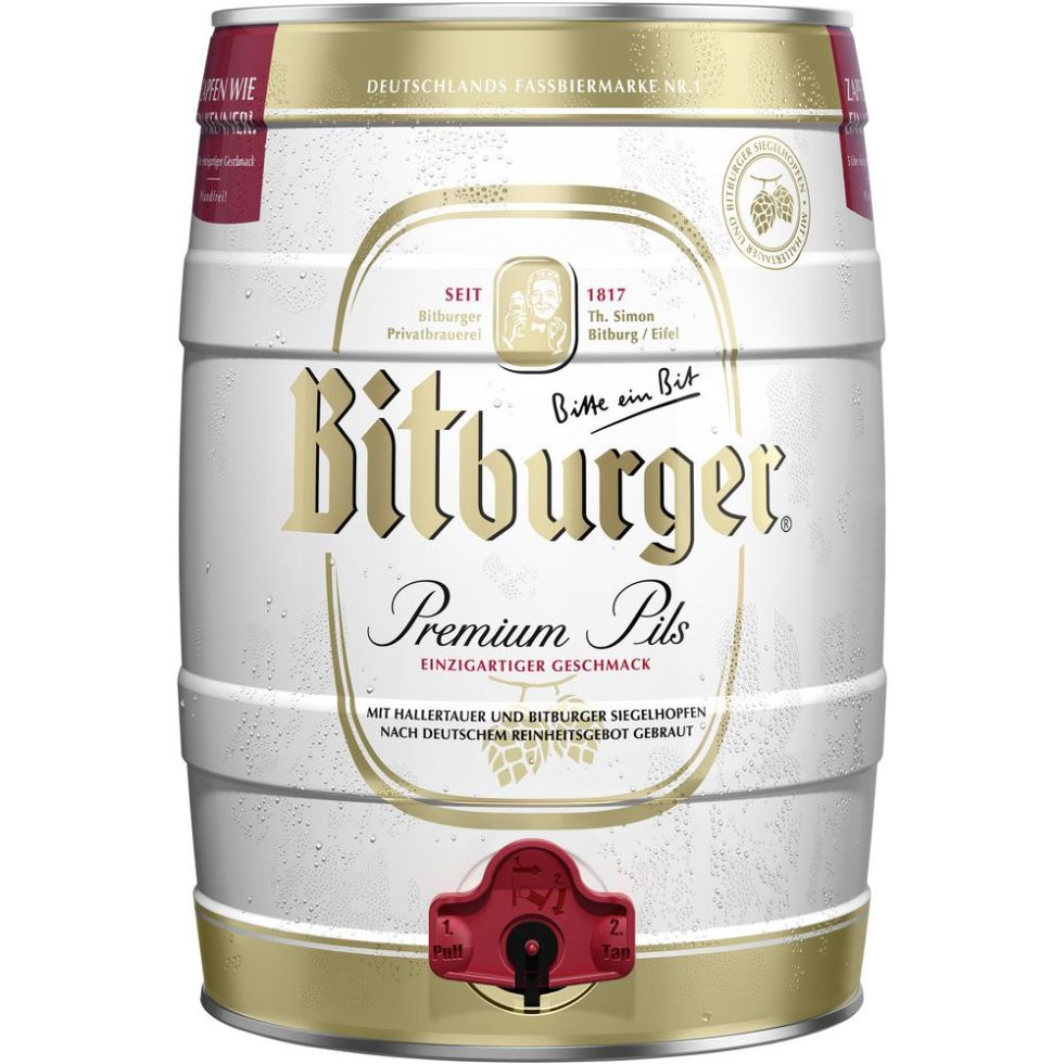 Bitburger Bier Premium Pils 5 l Party-Fass mit Zapfhahn GLO643010021