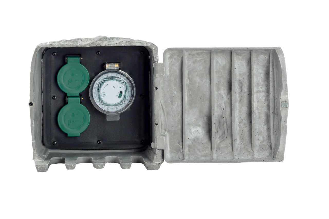 TrendLine Steckdosenverteiler Stein 2 Steckdosen mit Zeitschaltuhr