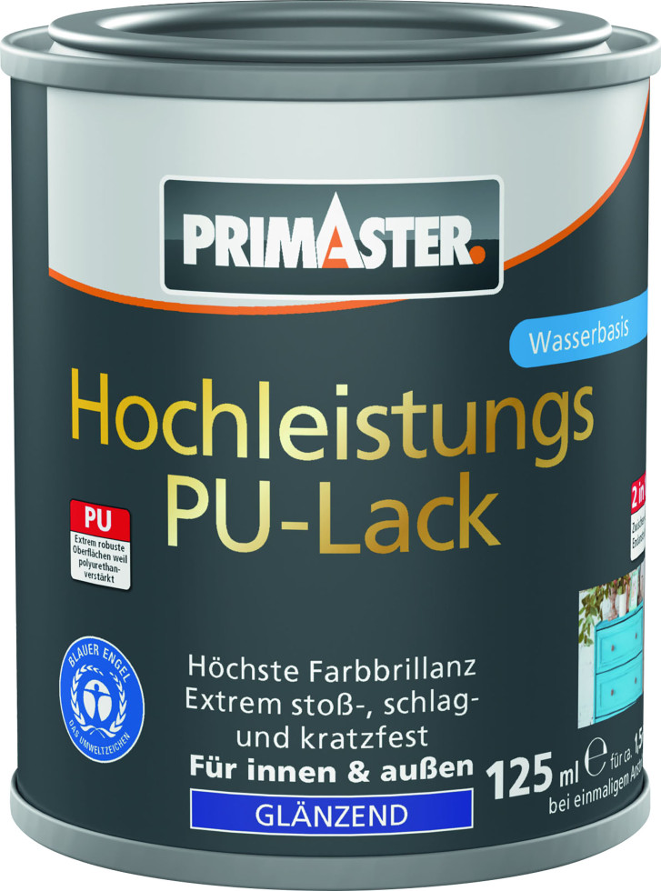 Primaster Hochleistungs PU-Lack tiefschwarz glänzend 125 ml