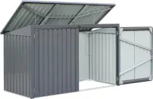 Floraworld Mülltonnenbox aus Stahl für 3 x 240 L Mülltonnen anthrazit