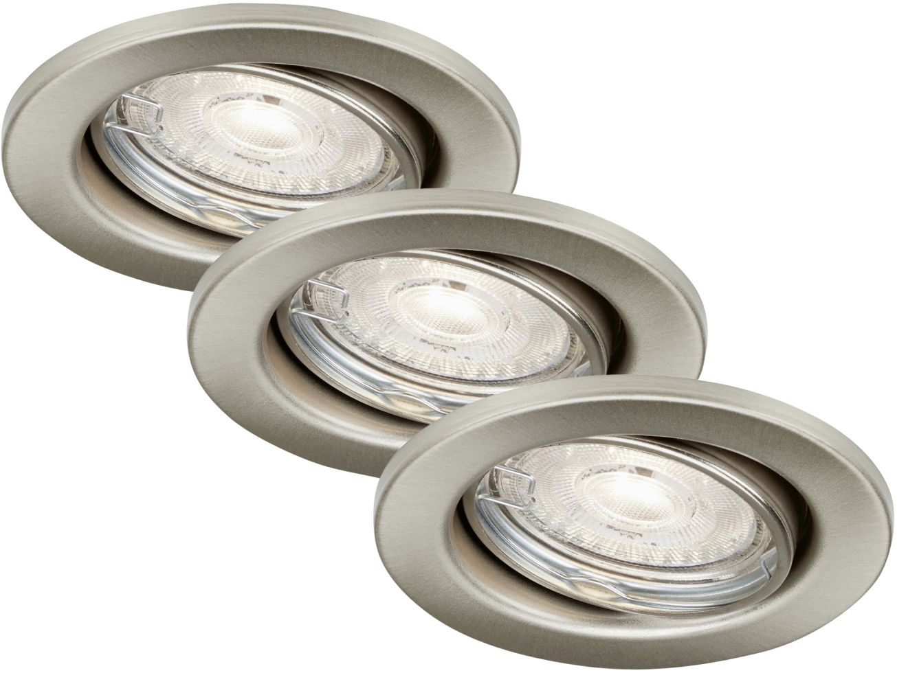 Di-Ka LED Einbauleuchte Swing 3er Set nickel-matt Ø 8,5 cm GU10 dimmbar