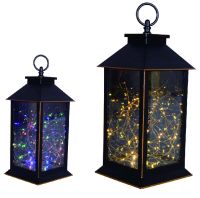 TrendLine LED Laterne schwarz 32 x 14 cm warmweiß-bunt Außen mit Timer