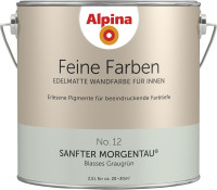 Alpina Feine Farben Wandfarbe No. 12 Sanfter Morgentau - blasses graugrün 2,5 L