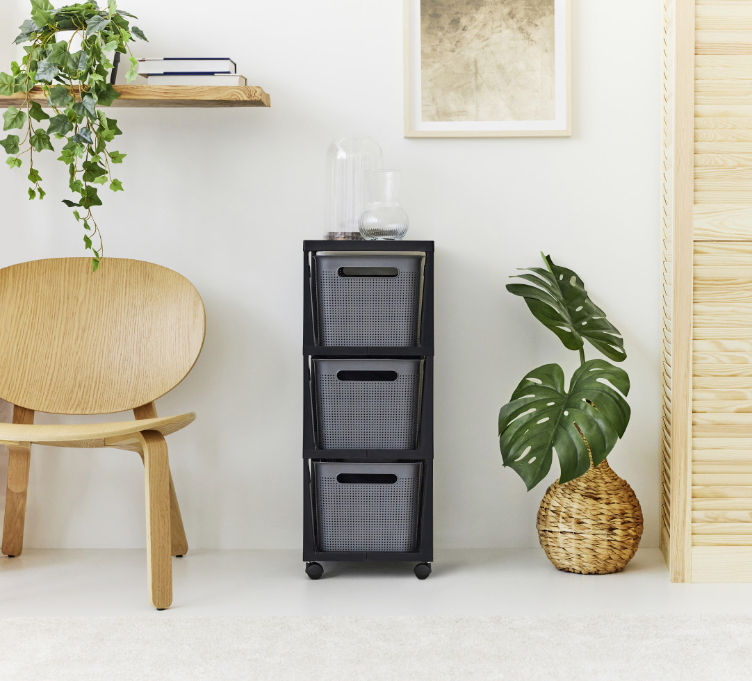 Rotho Schubladenbox Tower 3 x 16 L Brisen mit Rollen anthrazit kaufen ...