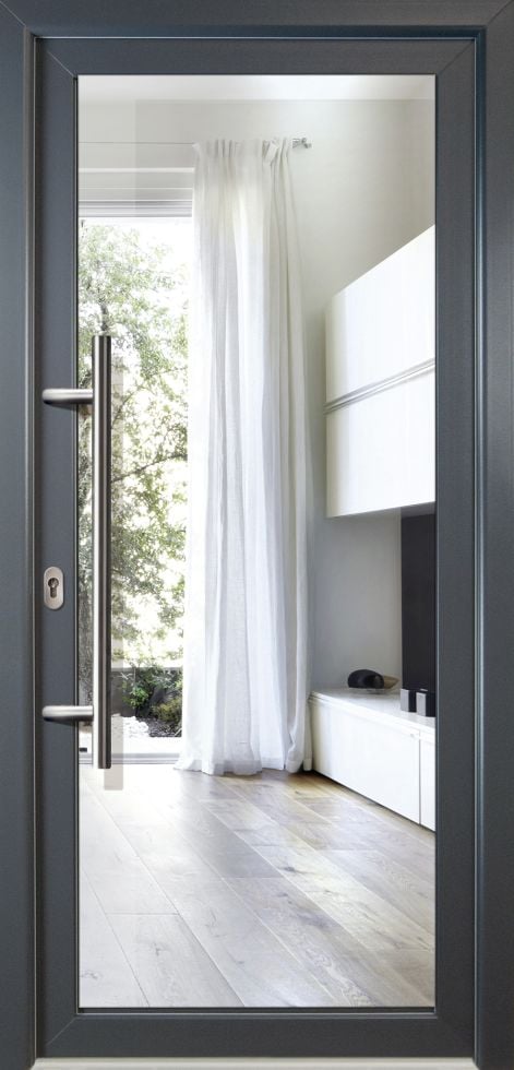 Meeth Haustür Signum Aluminium Modell 60 108 x 200 cm DIN links weiß/titan