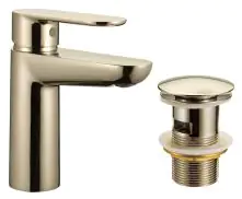 Primaster Waschtischarmatur Prag lightgold wassersparend, mit Water Label