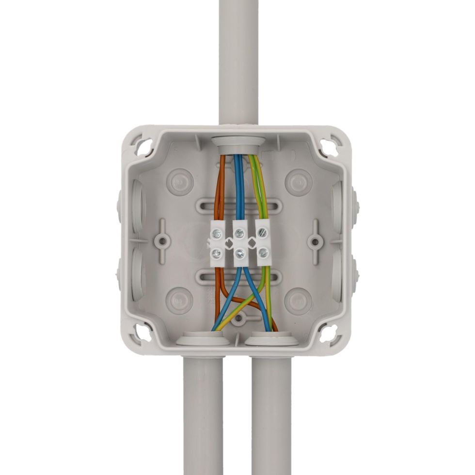 Aufputz- Abzweigdose IP65, mit Schraubdeckel, 108 x 108 x 64 mm, grau ...