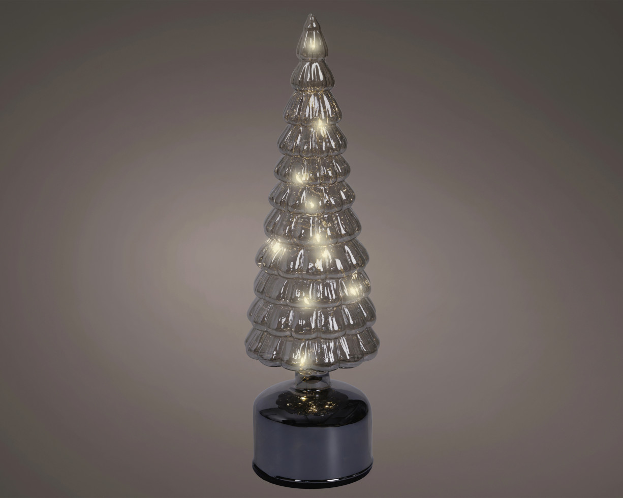 Kaemingk Lumineo LED Tannenbaum batteriebetrieben drehend mit Timer Kunststoff Ø 10 x 34 cm warmweiß grau GFM67a861b30