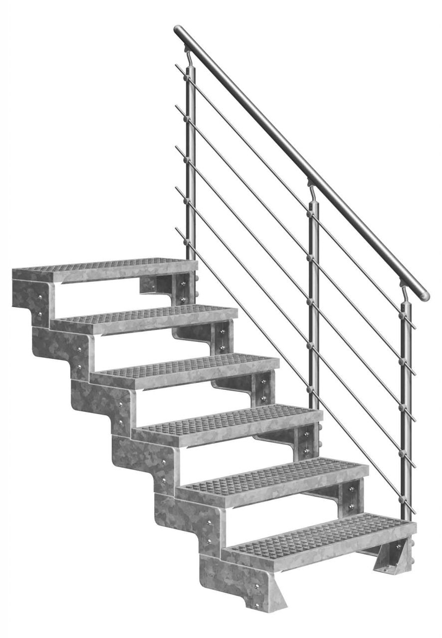 Dolle Außentreppe Gardentop 6 Stufen mit Geländer Breite 80 cm Gitterrost GLO781602545
