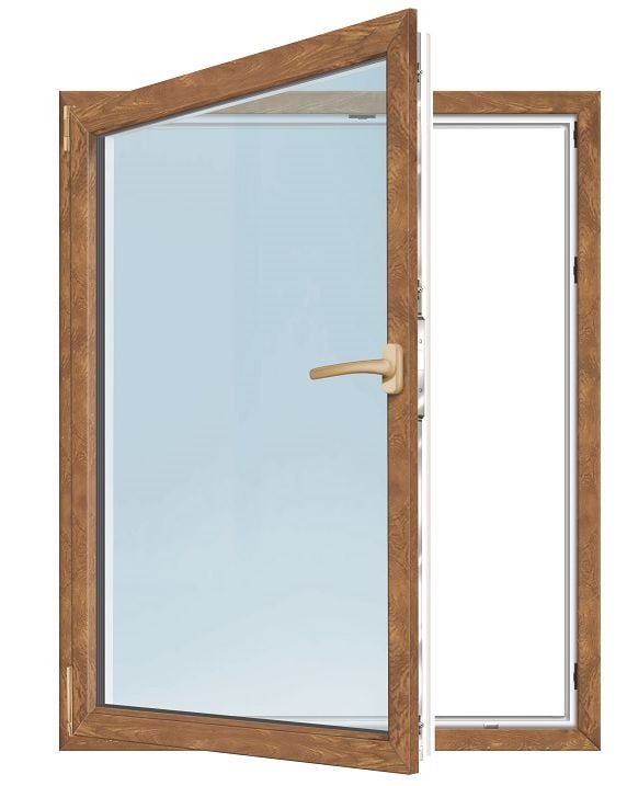 Meeth Fenster 90 x 110 cm DIN links 1 flügelig Dreh-Kipp golden Oak