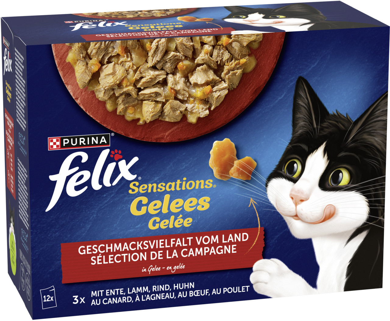 Felix Sensations Gelee Geschmacksvielfalt vom Land Katzenfutter 12 x 85g